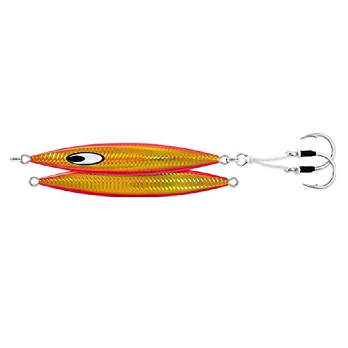 Daiwa Saltiga SK Jig orange 3oz with 5/0 assist hooks for offshore targeting predatory fish
