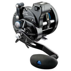 Daiwa Saltist LW line counter reel close-up showing precise depth readouts for trolling