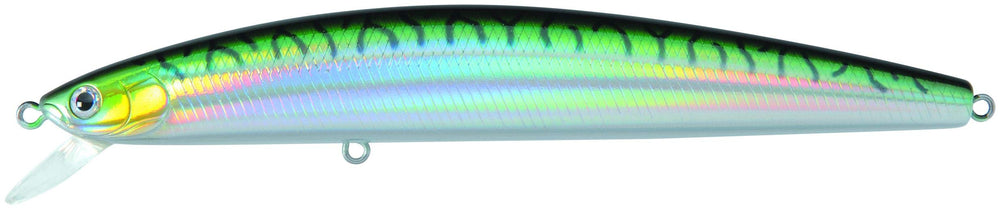 Daiwa Salt Pro Minnow DSPM17F25 in Green Mackerel, top-water lure for surface strikes.