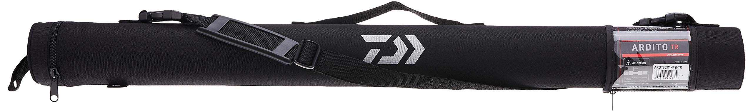 Daiwa semi-hard travel case protects Ardito rods during transport.