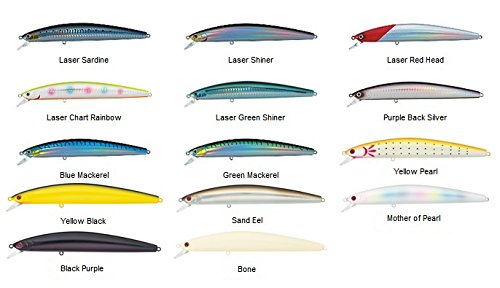 side view of the Daiwa SP Minnow DSPM15F24 in blue mackerel pattern shows erratic swimming action