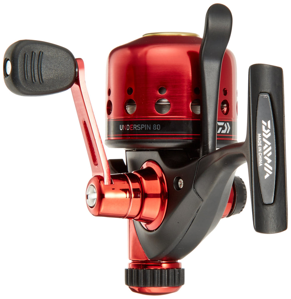 Underspin reel mounted on fishing rod