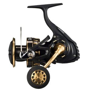Daiwa 23BG SW 6000D-P reel body view emphasizing durability and balance during retrieval.