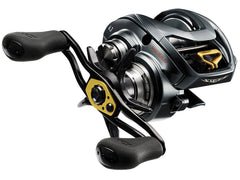 Daiwa Steez A TW baitcasting reel close-up, showing rigid aluminum frame and smooth bearings