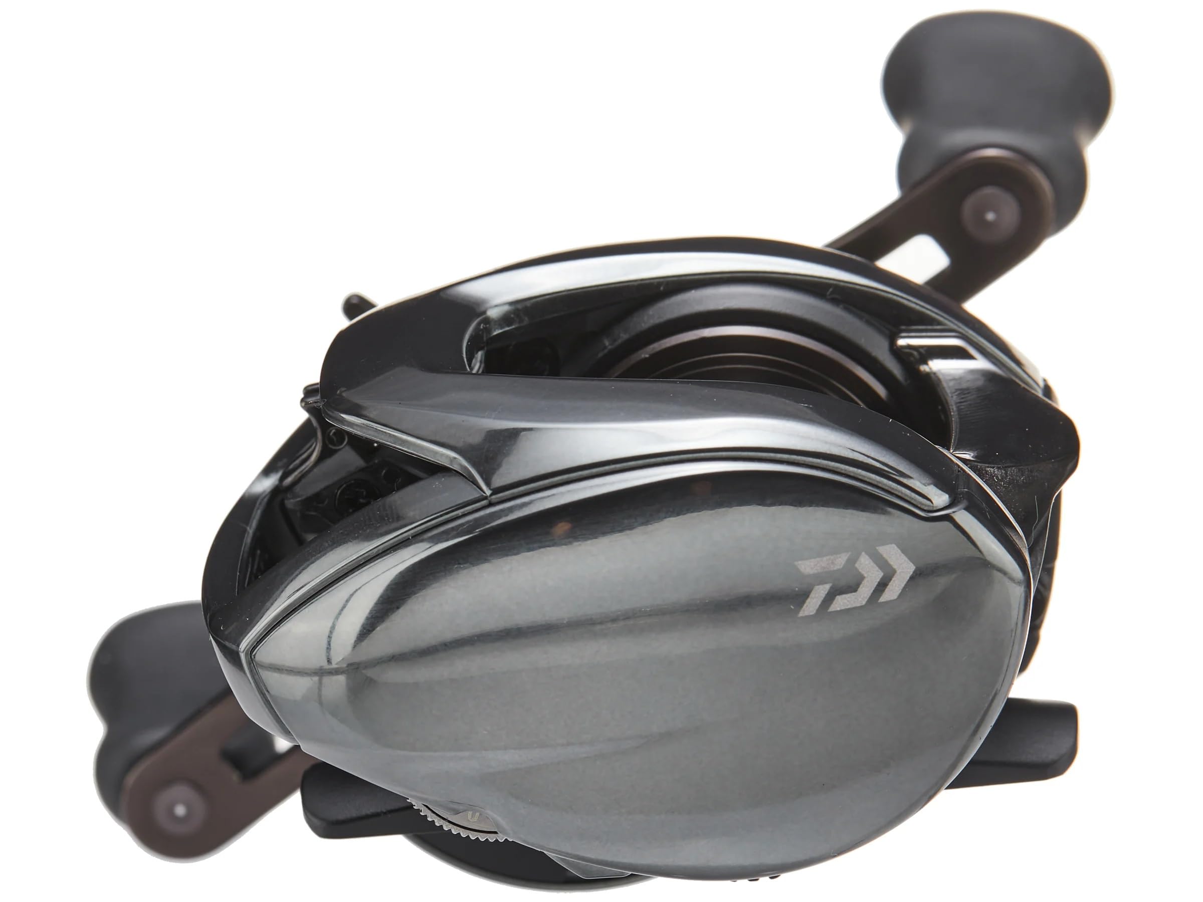 Daiwa Steez SV TWS right-hand reel dial close-up highlighting advanced drag mechanics.