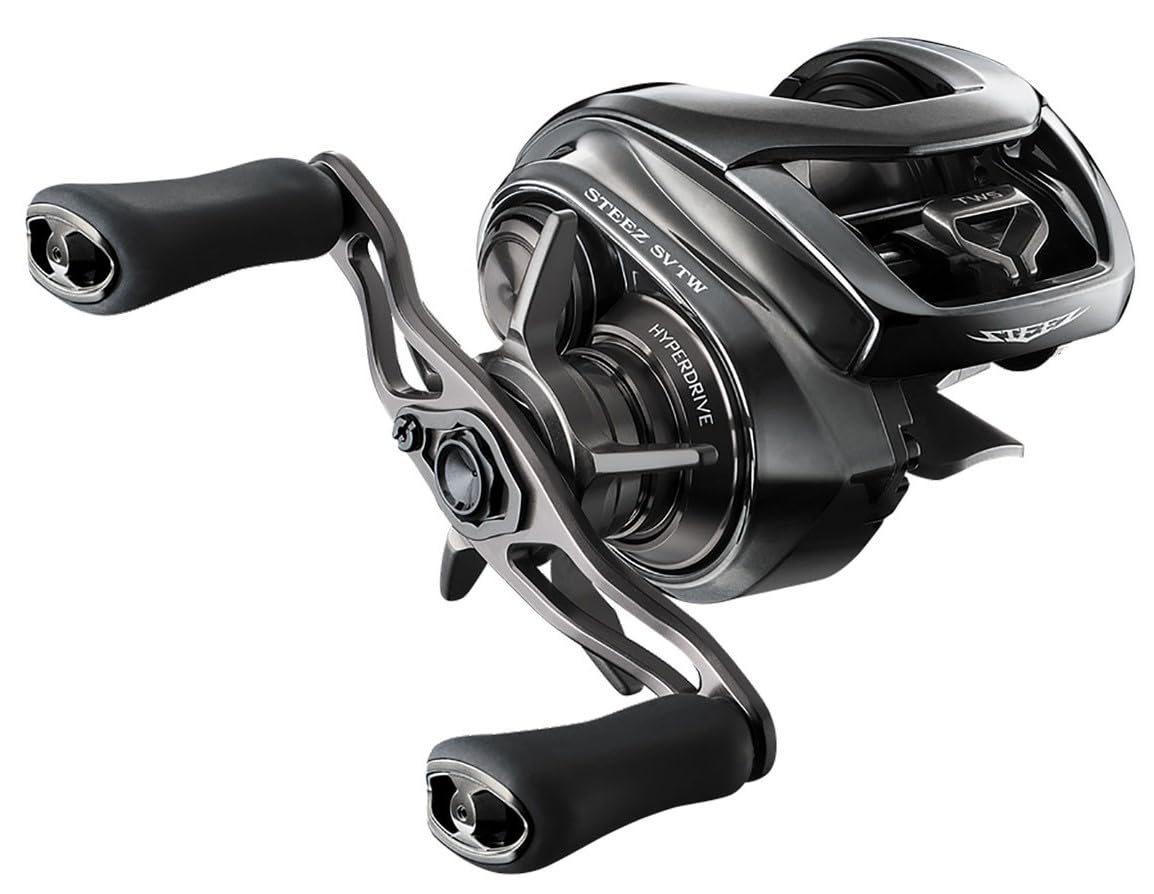 Daiwa Steez SV TWS right-hand reel side view highlighting magnesium frame durability.