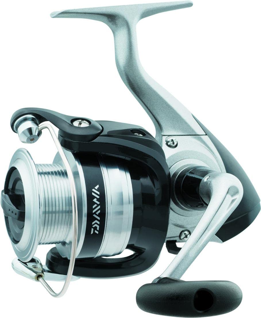 Daiwa Strikeforce-B SF1000 spinning reel front view in silver with ABS aluminum spool