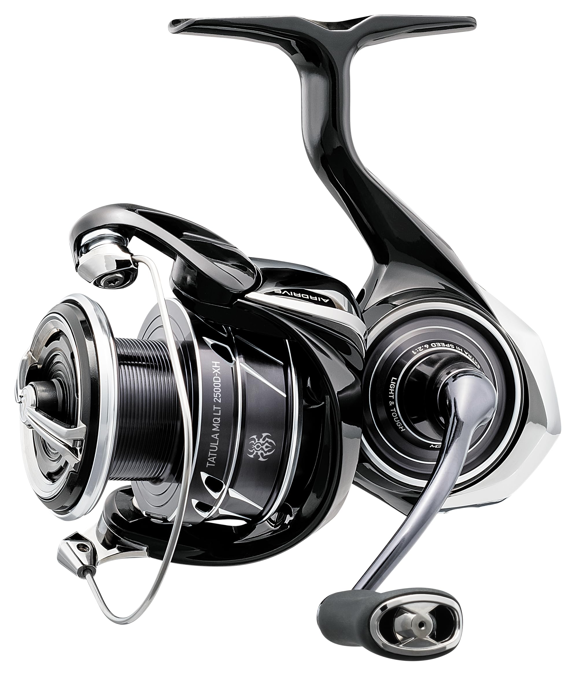 Daiwa Tatula MQ spin reel, angled view, smooth casting and reliable performance for anglers.