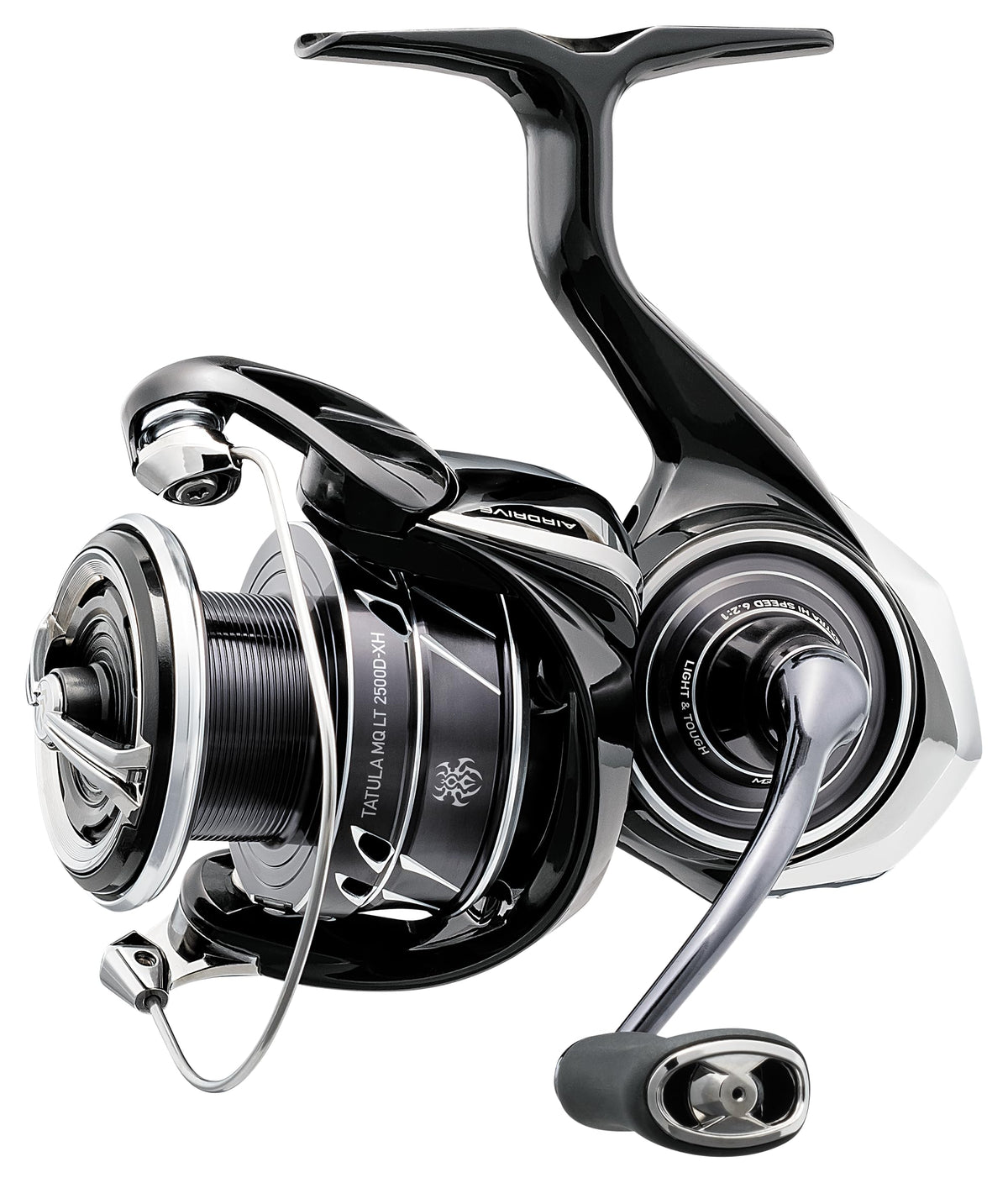 Daiwa Tatula MQ spin reel, angled view, smooth casting and reliable performance for anglers.