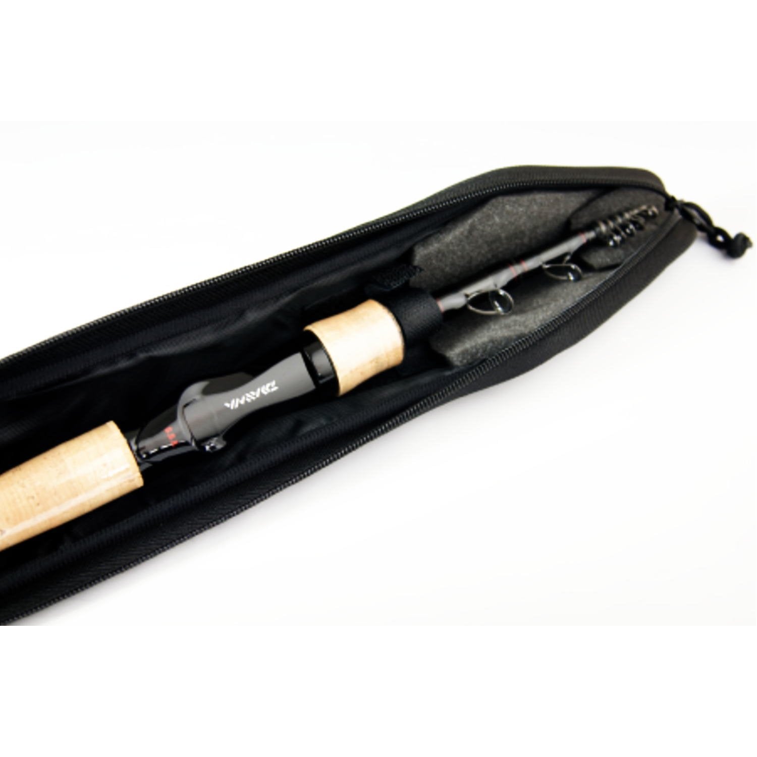 Daiwa rod case with foam cushion protects tips during transport