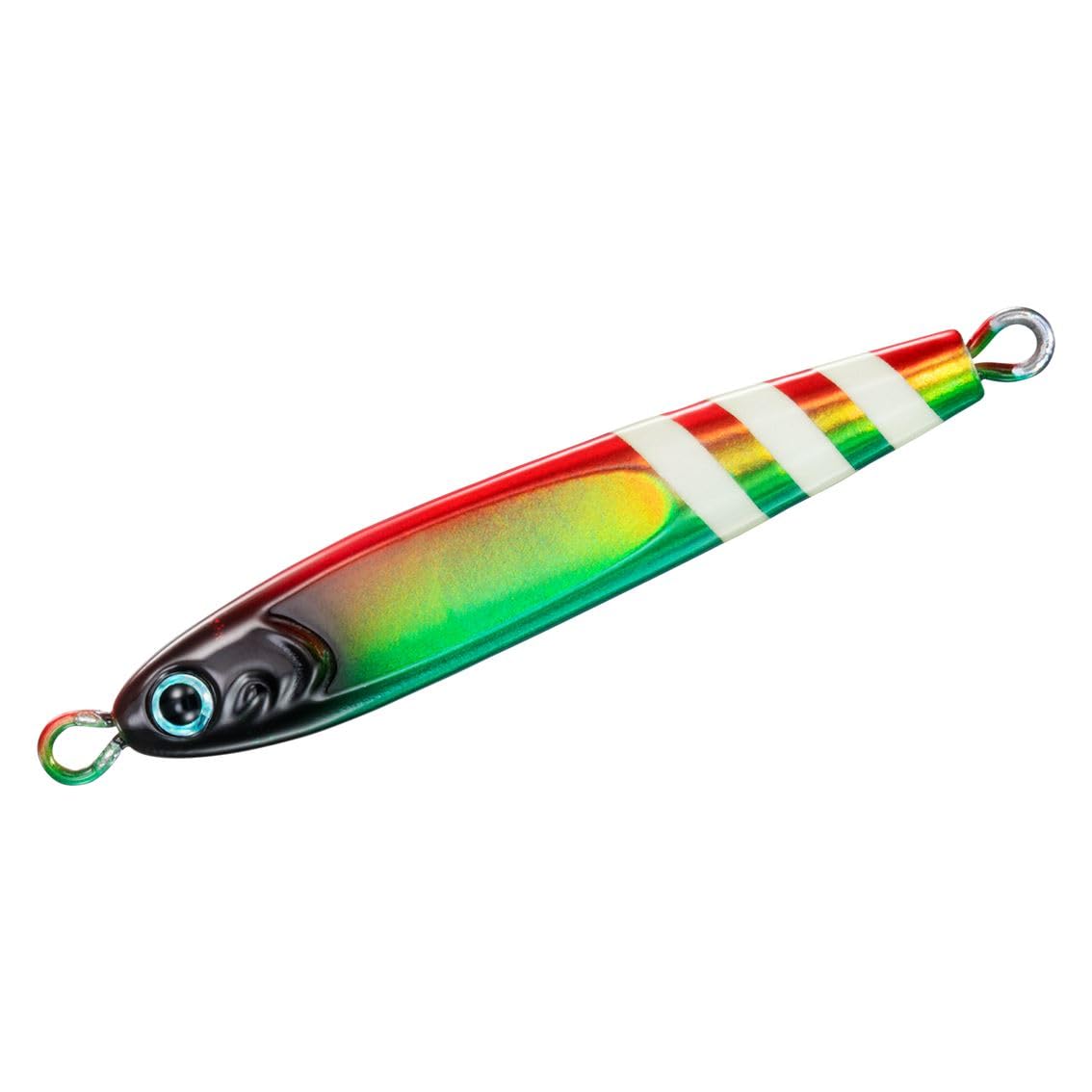 Daiwa tungsten jig TG Bait 120 FH tropical zebra closeup highlights fast sinking action.