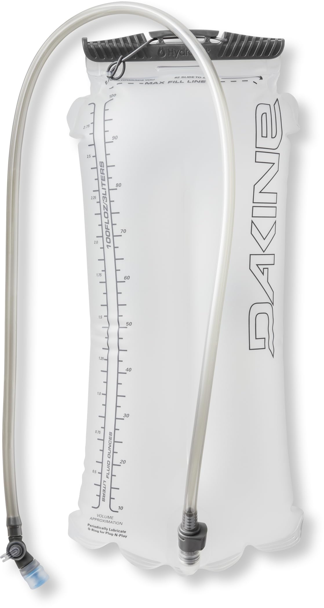 Dakine 3L Vertical Reservoir 2.0 with wide fill opening enables quick hydration on rides.