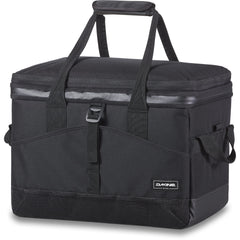 Dakine Cooler 50L in black with front stash pocket for quick access.