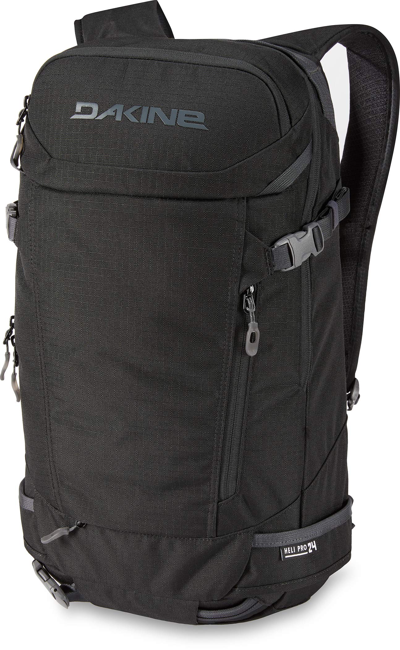 Dakine Heli Pro 24L backpack front view with goggle pocket and helmet loops.