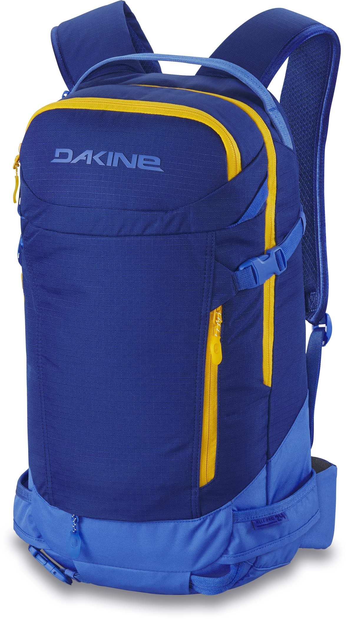 Dakine Heli Pro 24L Deep Blue front view showing compact design for quick access on powder days