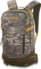 Dakine Heli Pro 24L vintage camo front view, ready for backcountry essentials.