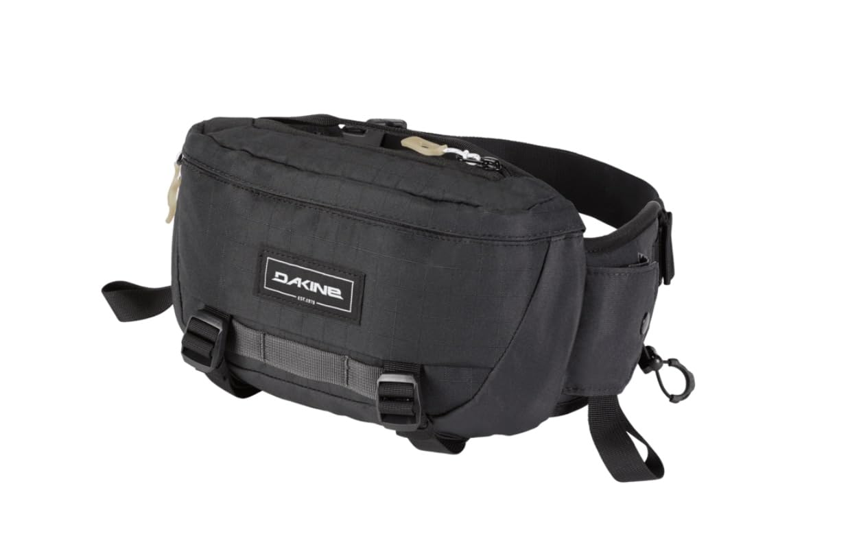 Dakine Hot Laps Hip Pack 2L front view with breathable back panel for all-day comfort.