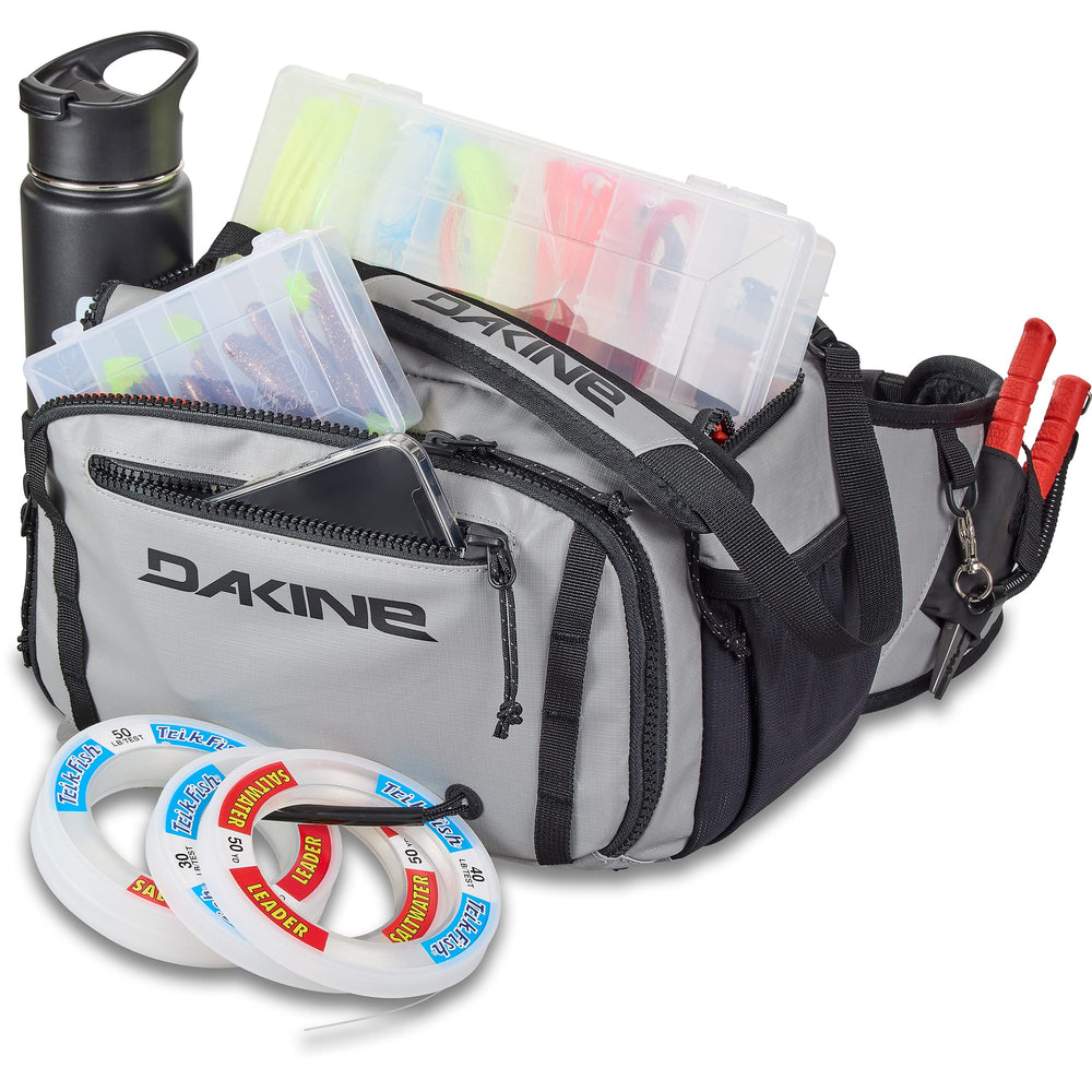 Dakine Mission Fish 12L waist pack featuring external spool holder for re-tying