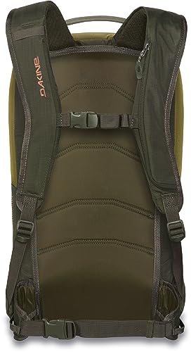 Dakine Mission Pro 18L, side view, vertical snowboard carry and hydration compatibility.