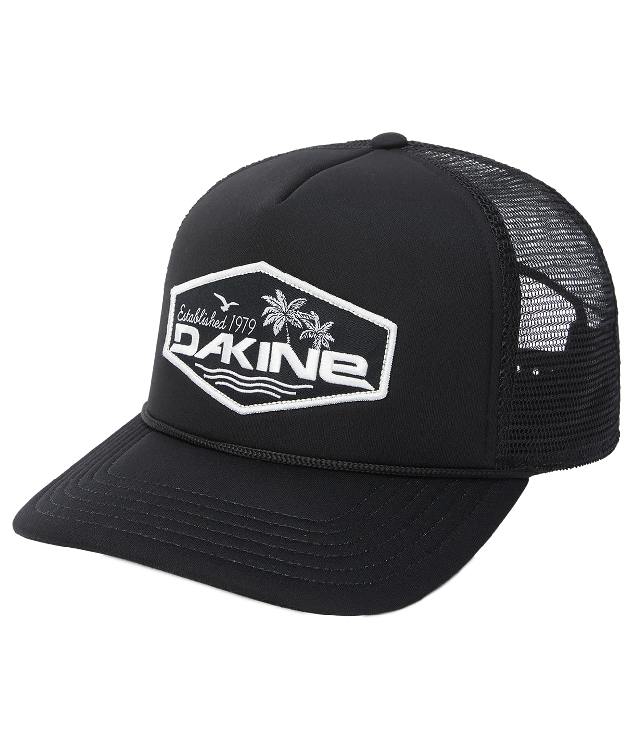 Dakine Patch Trucker Black Onyx front view with breathable mesh and structured crown