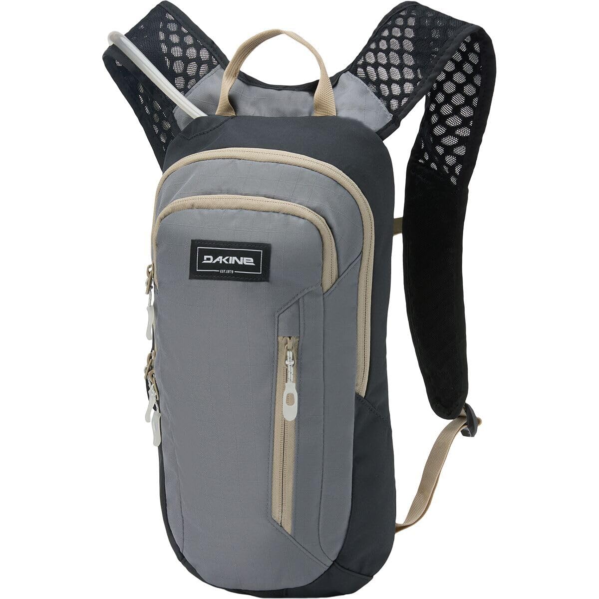 Dakine Shuttle 6L hydration backpack with 2L reservoir and magnetic hose clip for easy hydration.