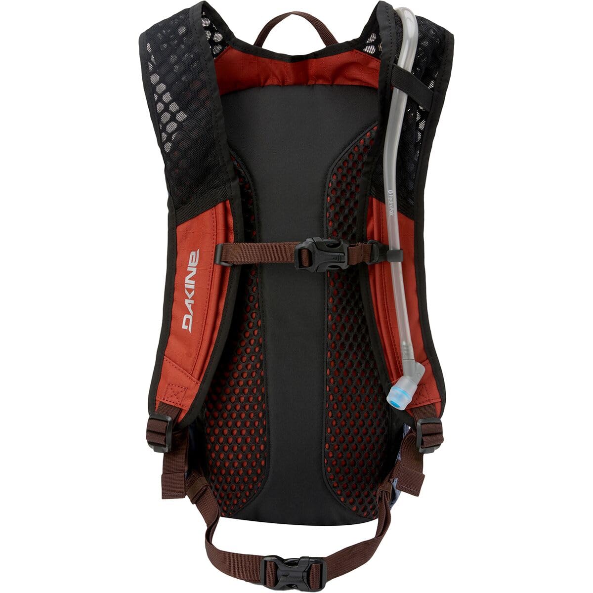 Dakine Shuttle 6L Red Tide side view with breathable back panel for comfortable rides.