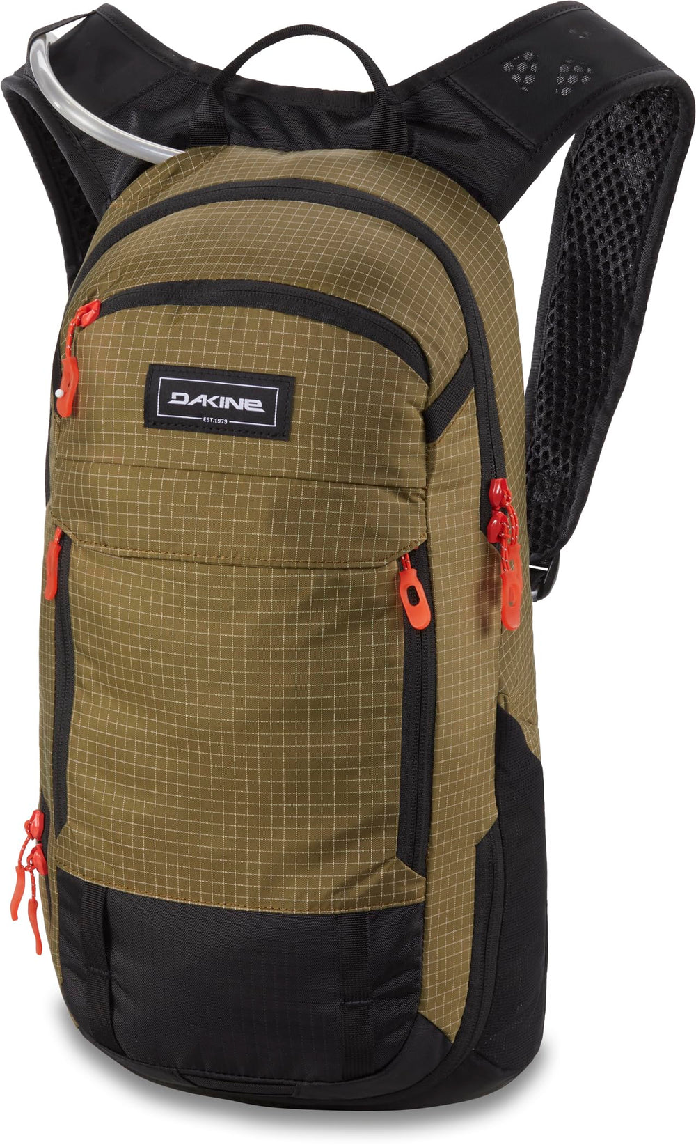 Dakine Syncline 12L Dark Olive pack front view optimized for breathable comfort on daily rides