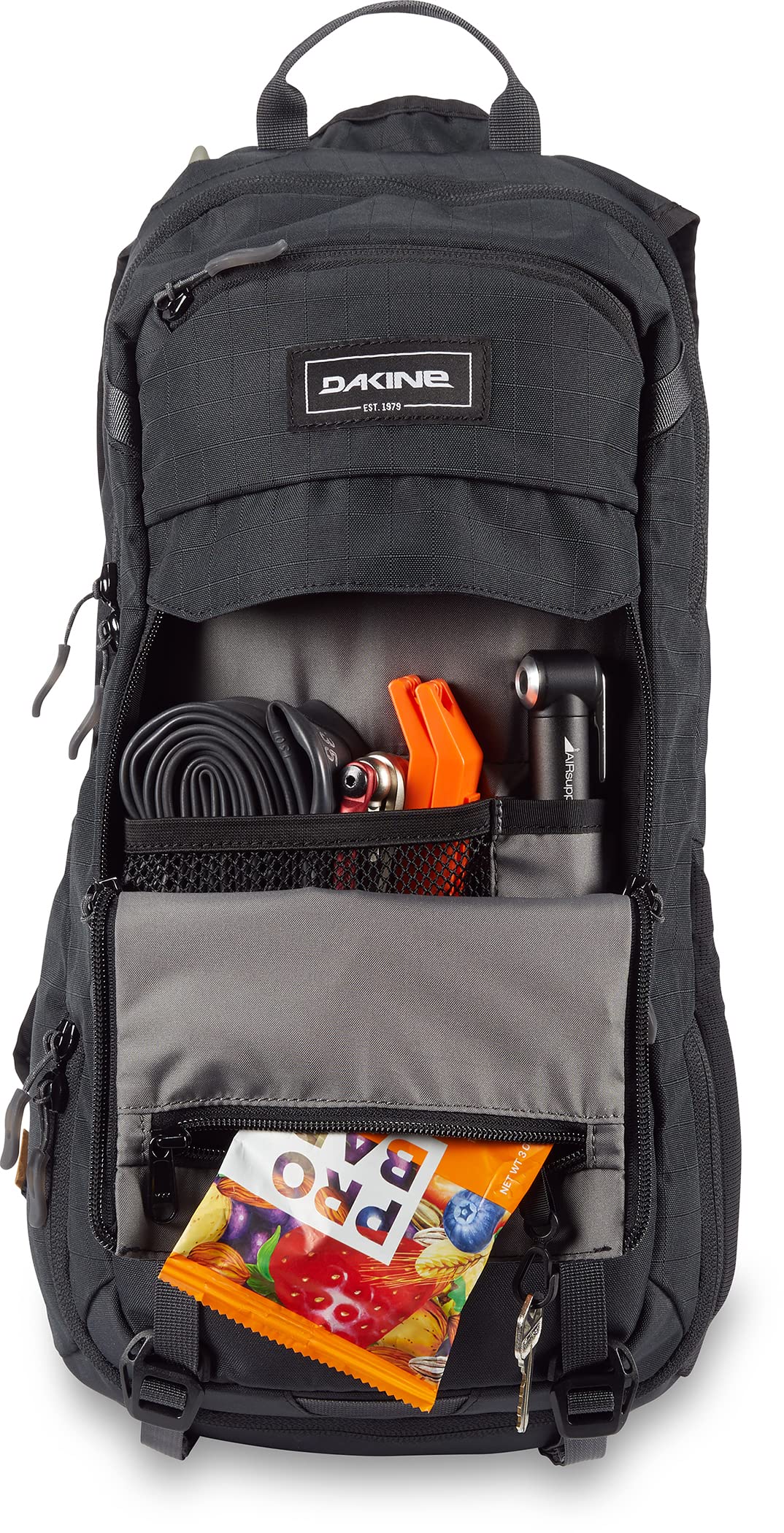 Dakine Syncline 12L storage pockets organize tools and snacks.