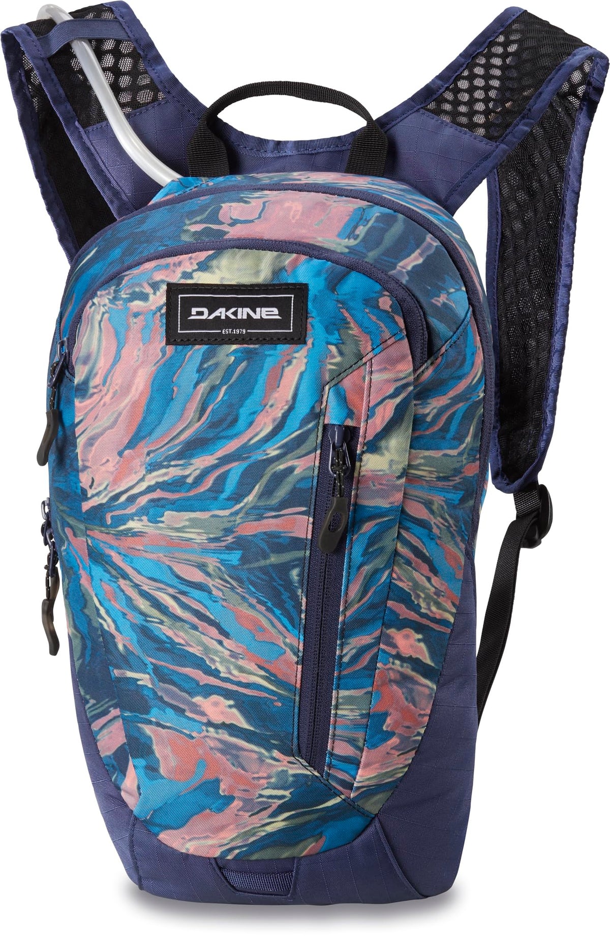 Dakine Shuttle 6L hydration reservoir inside pack with breathable back panel for comfort.