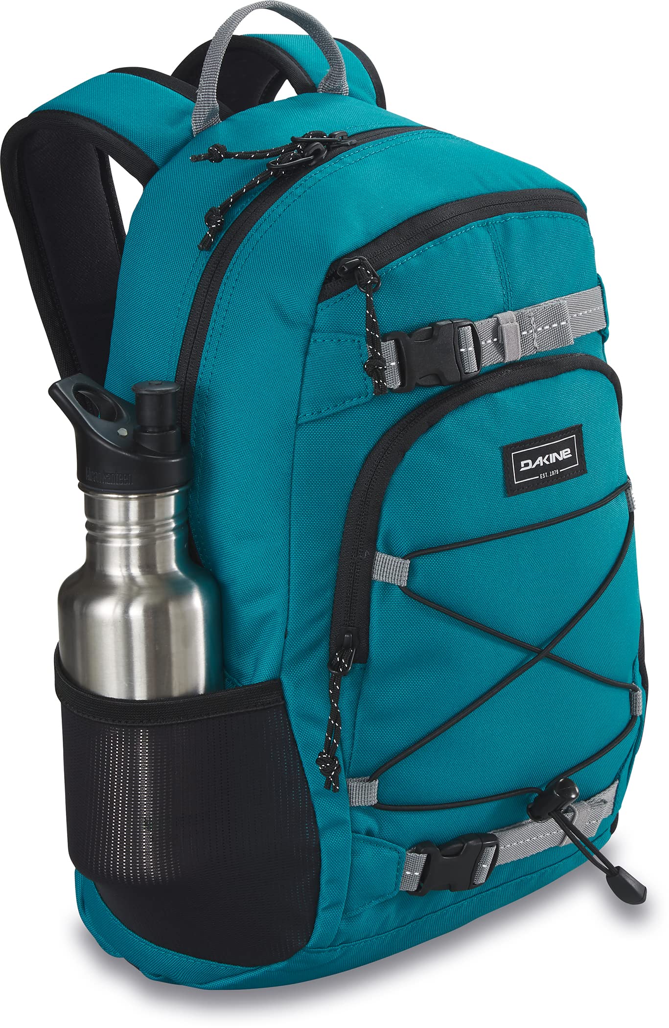 Dakine Youth Grom Pack Deep Lake fleece-lined sunglasses pocket protects eyewear.