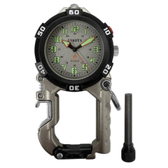 Dakota Flint Clip-On Survival Watch with fire starter for camping readiness