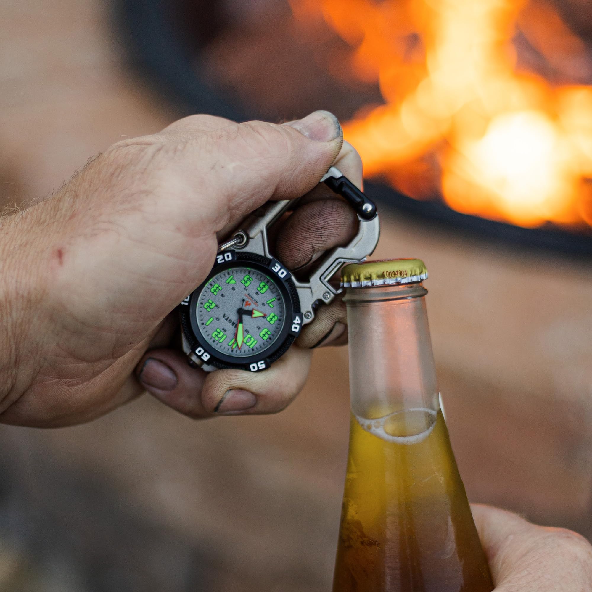 Dakota Flint Clip-On Survival Watch is waterproof and durable for outdoor use