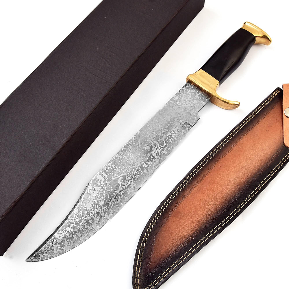 Damascus Depot 15.5-inch D-2 Bowie knife with long blade for rugged outdoor tasks