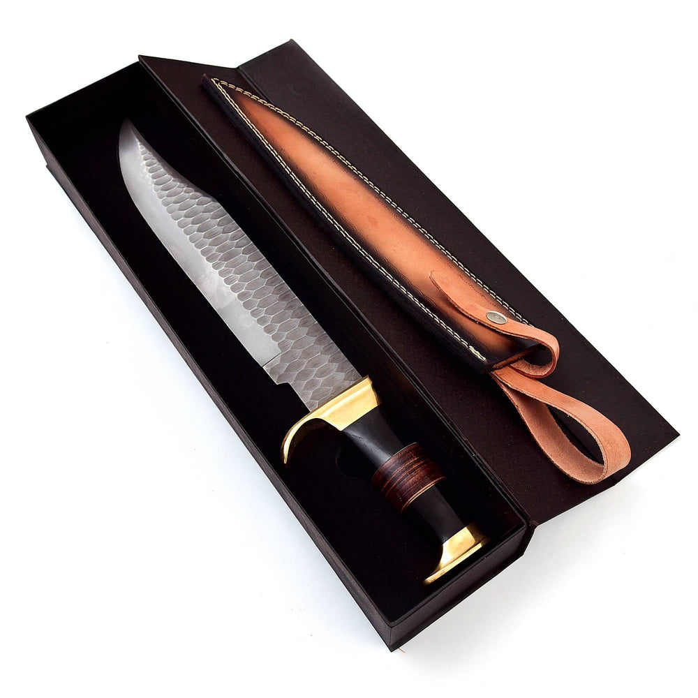 Damascus Depot Bowie knife, 10.5-inch blade for reach and precision