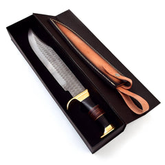 Damascus Depot Bowie knife, 10.5-inch blade for reach and precision