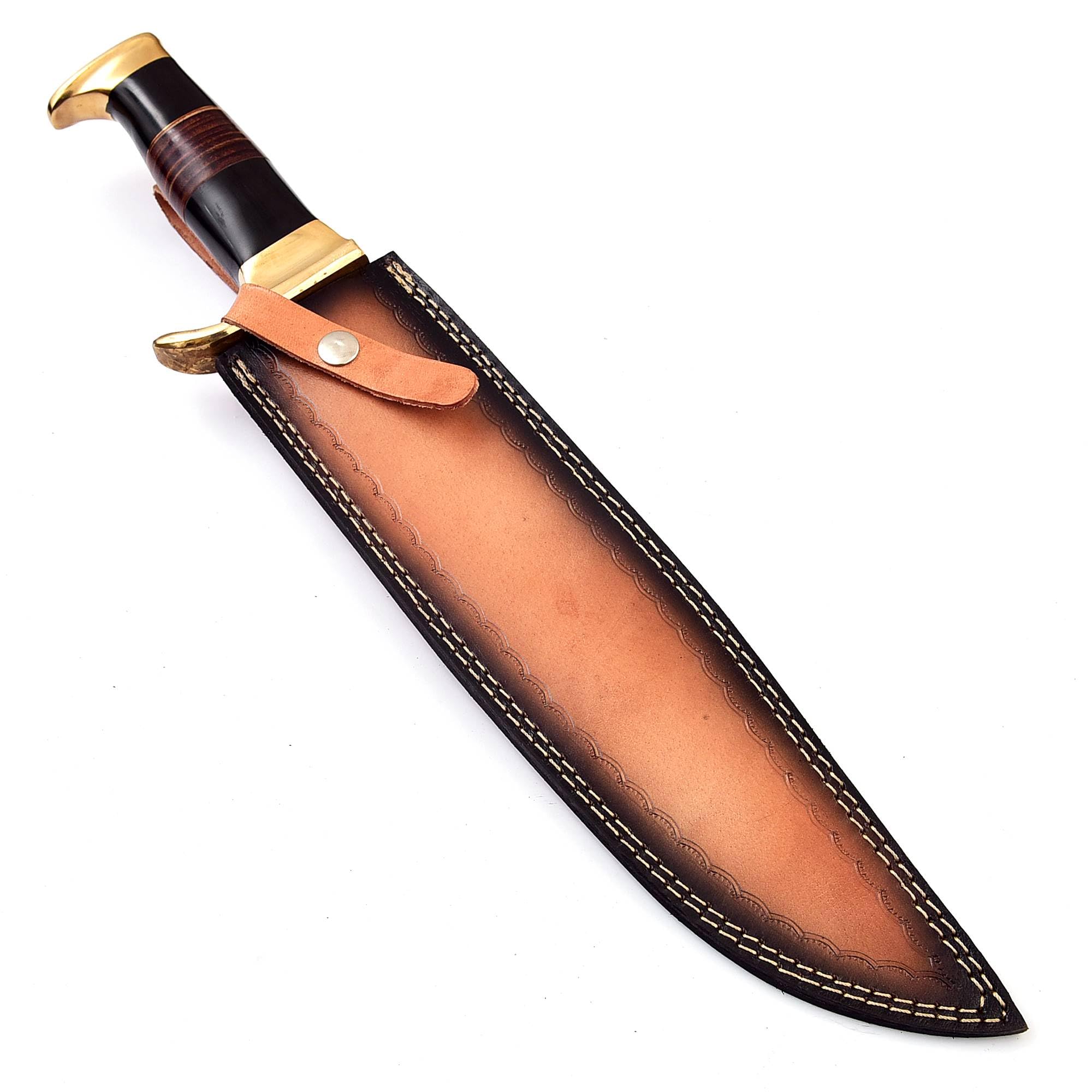 Damascus Depot Bowie knife, D-2 steel blade heat-treated for hardness