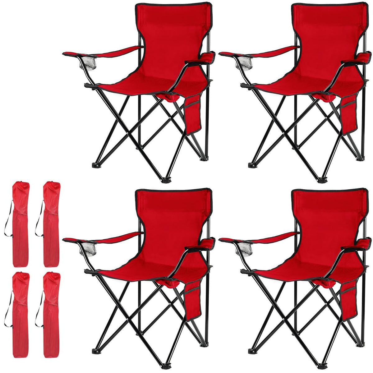 Damei century 4Pack folding chair red with full-back design for comfortable outdoor seating.