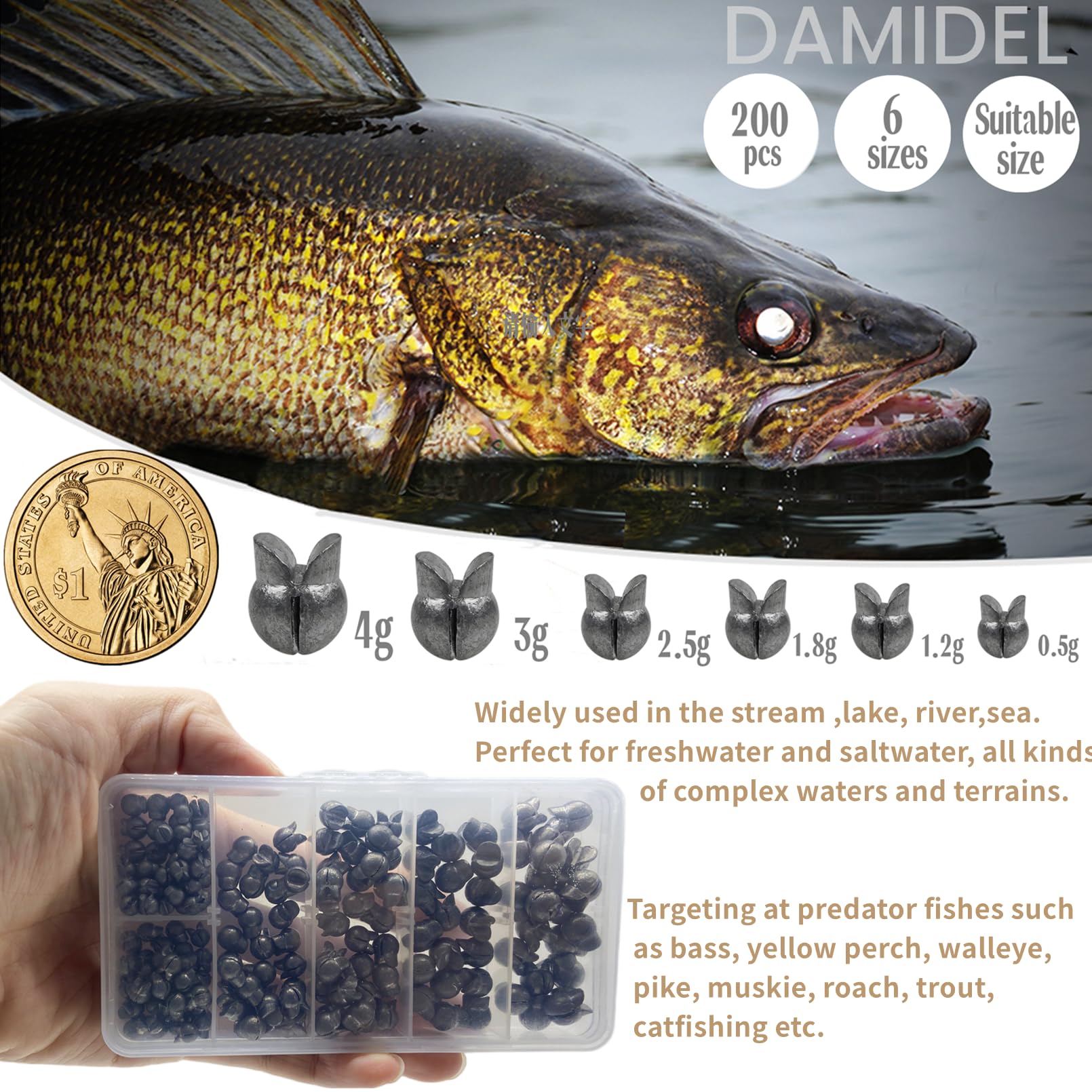 Removable split shot sinker 1/10oz