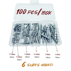 Close-up of smooth lead nail sinkers suitable for worm soft plastics