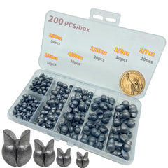 DAMIDEL 200Pcs Split Shot Fishing Sinkers – mixed sizes in a box