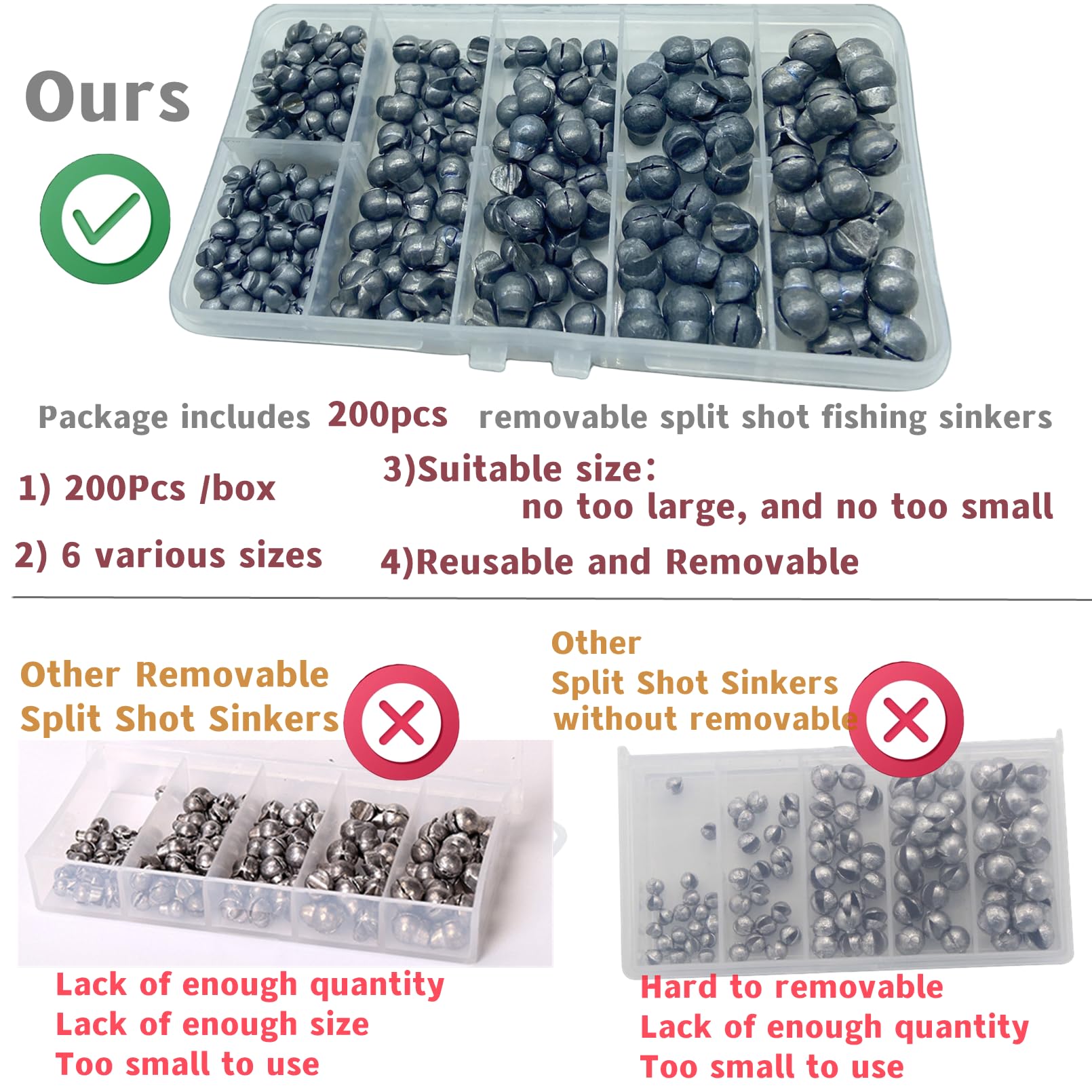 Assorted weights: 1/7oz, 1/9oz, 1/10oz, 4/50oz, 1/25oz, 1/50oz