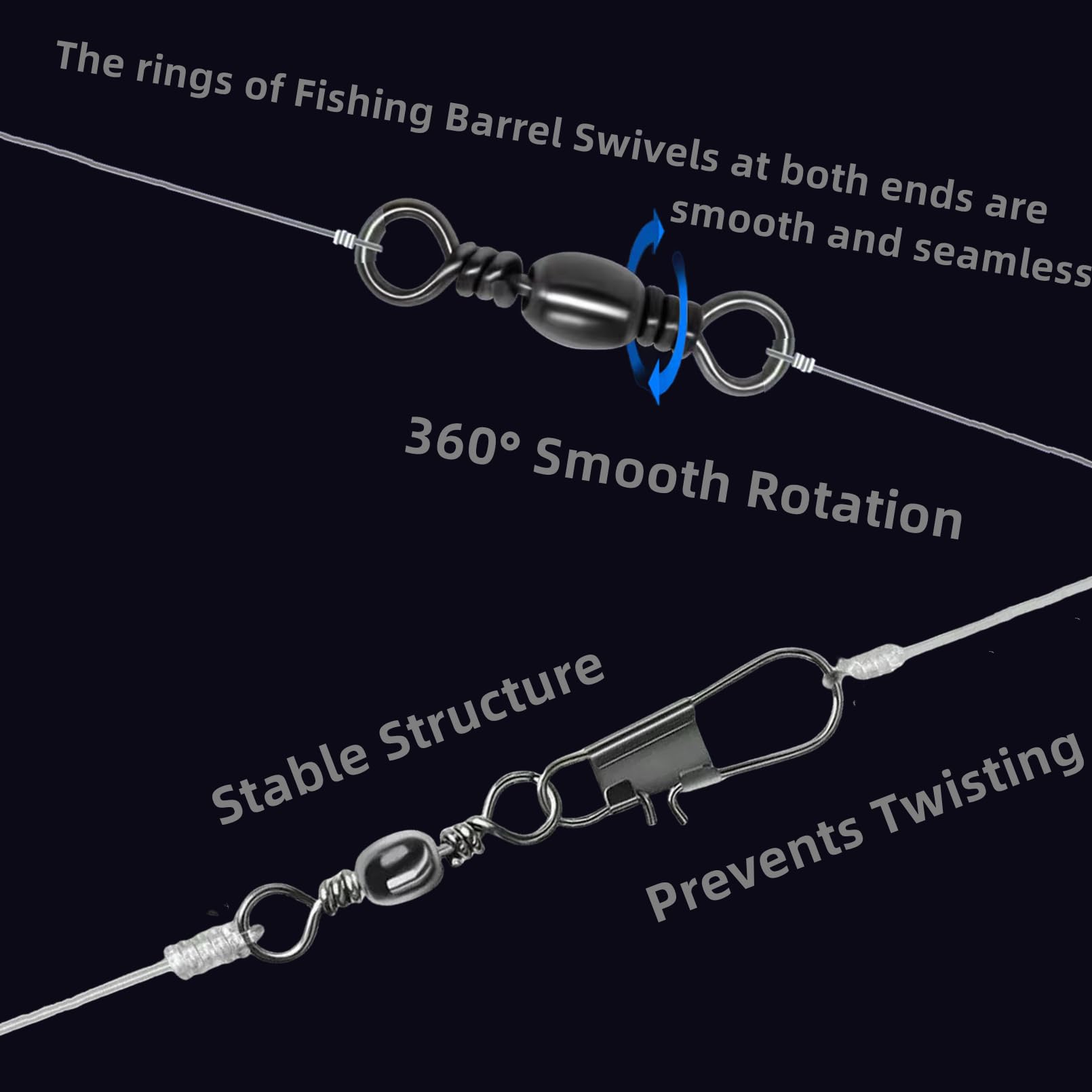 Swivels with snaps designed for quick lure changes