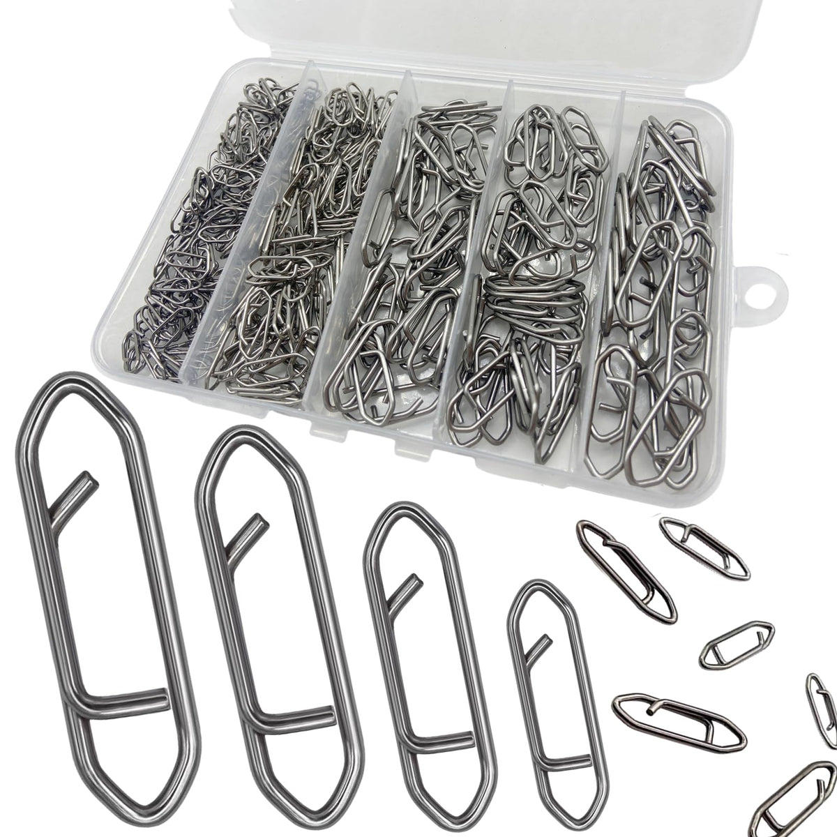 Damidel 280-piece stainless steel fishing power speed clips box