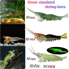 Three shrimp types included with luminous lures