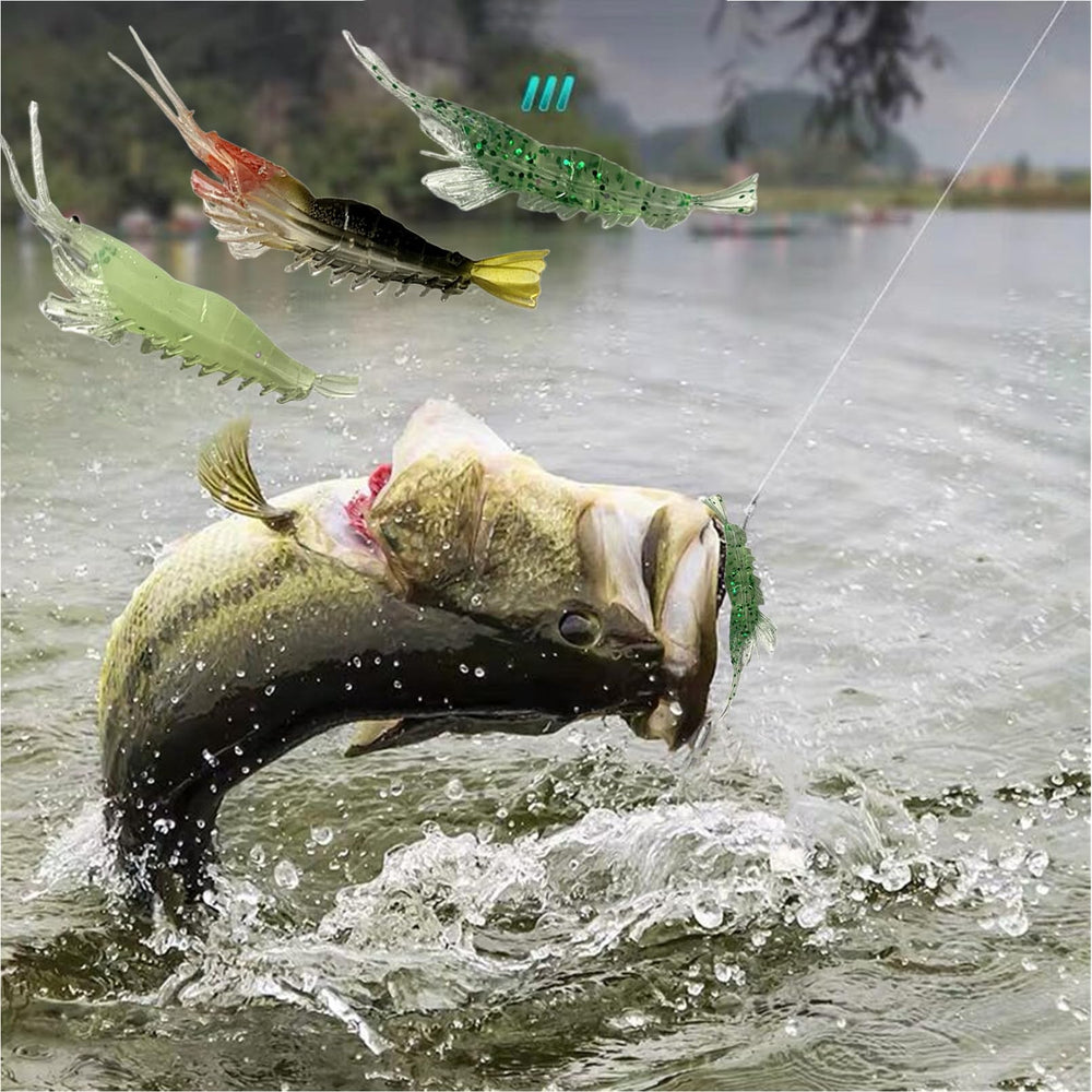 Lifelike moving legs and shiny scales of simulated shrimp