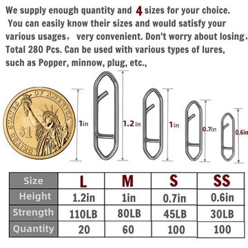 Packaging image displaying 280 pieces across four sizes