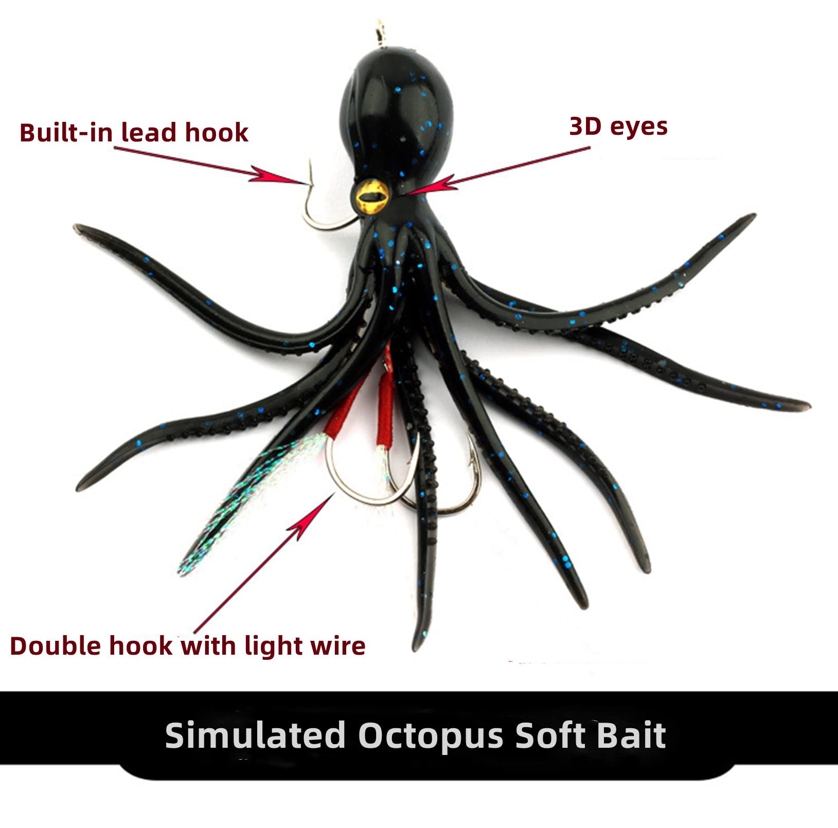Close-up of octopus lure with 3D holographic eyes