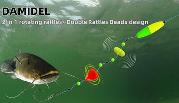 Rotating rattles with 12 steel balls attract catfish