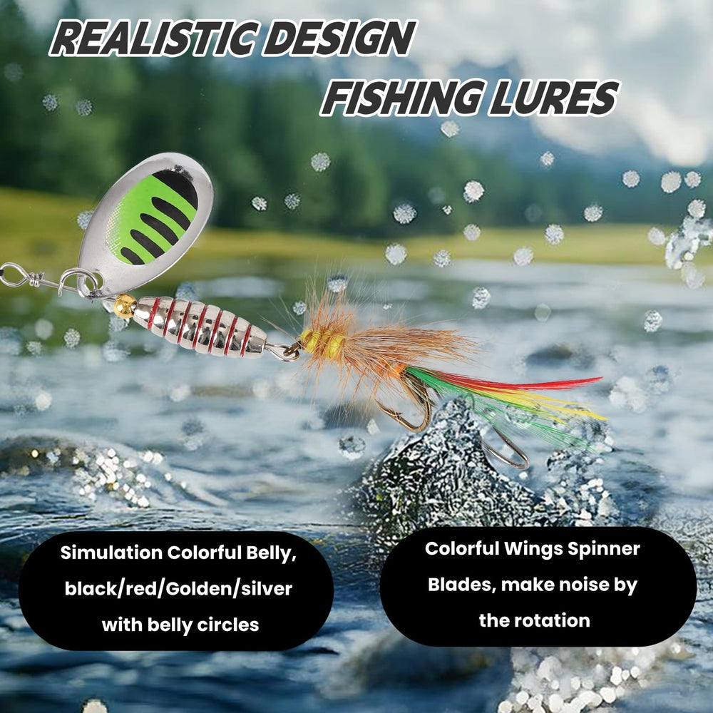 Lures with colorful wings spinner blades designed to attract fish