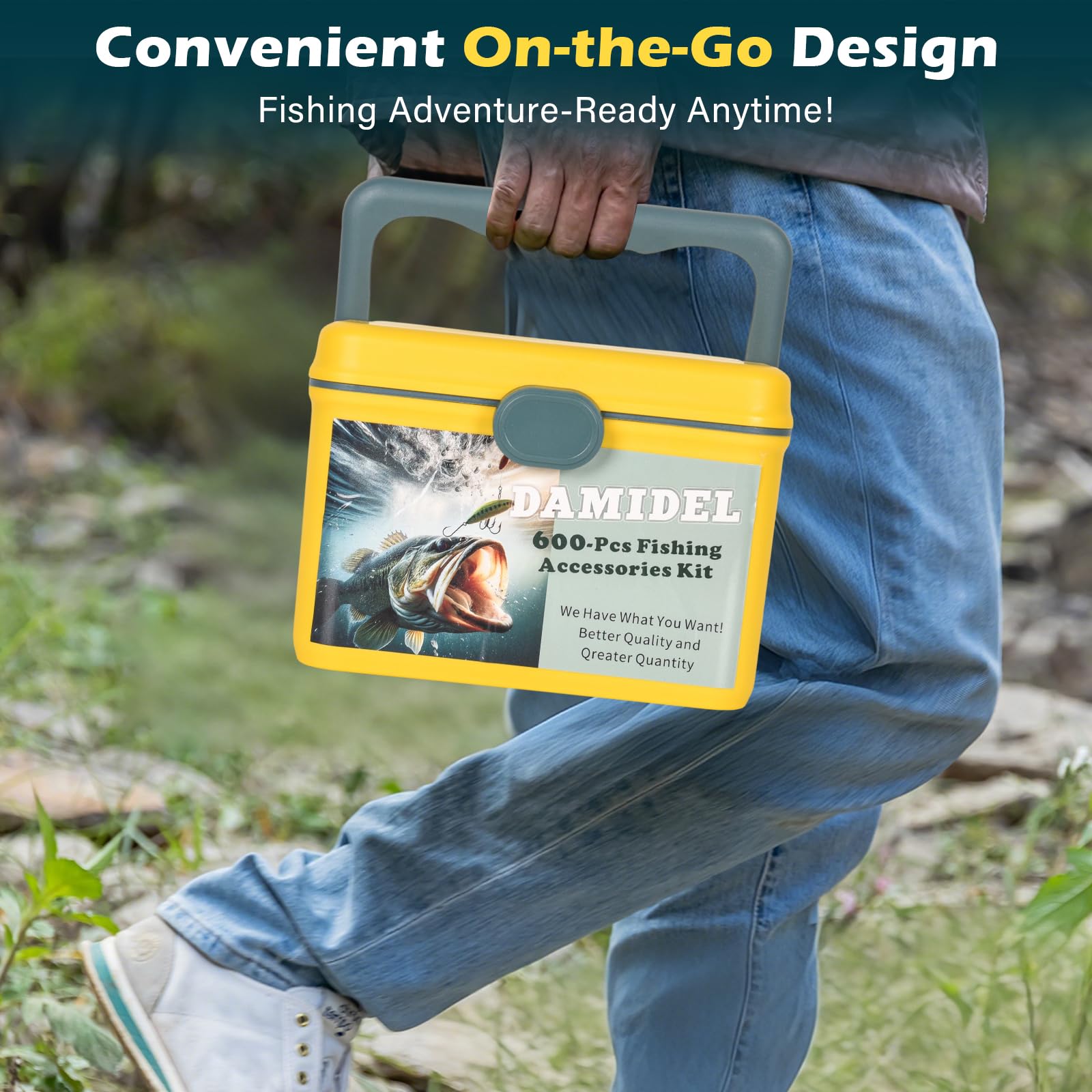 All-in-one fishing accessories kit organized in a tackle box